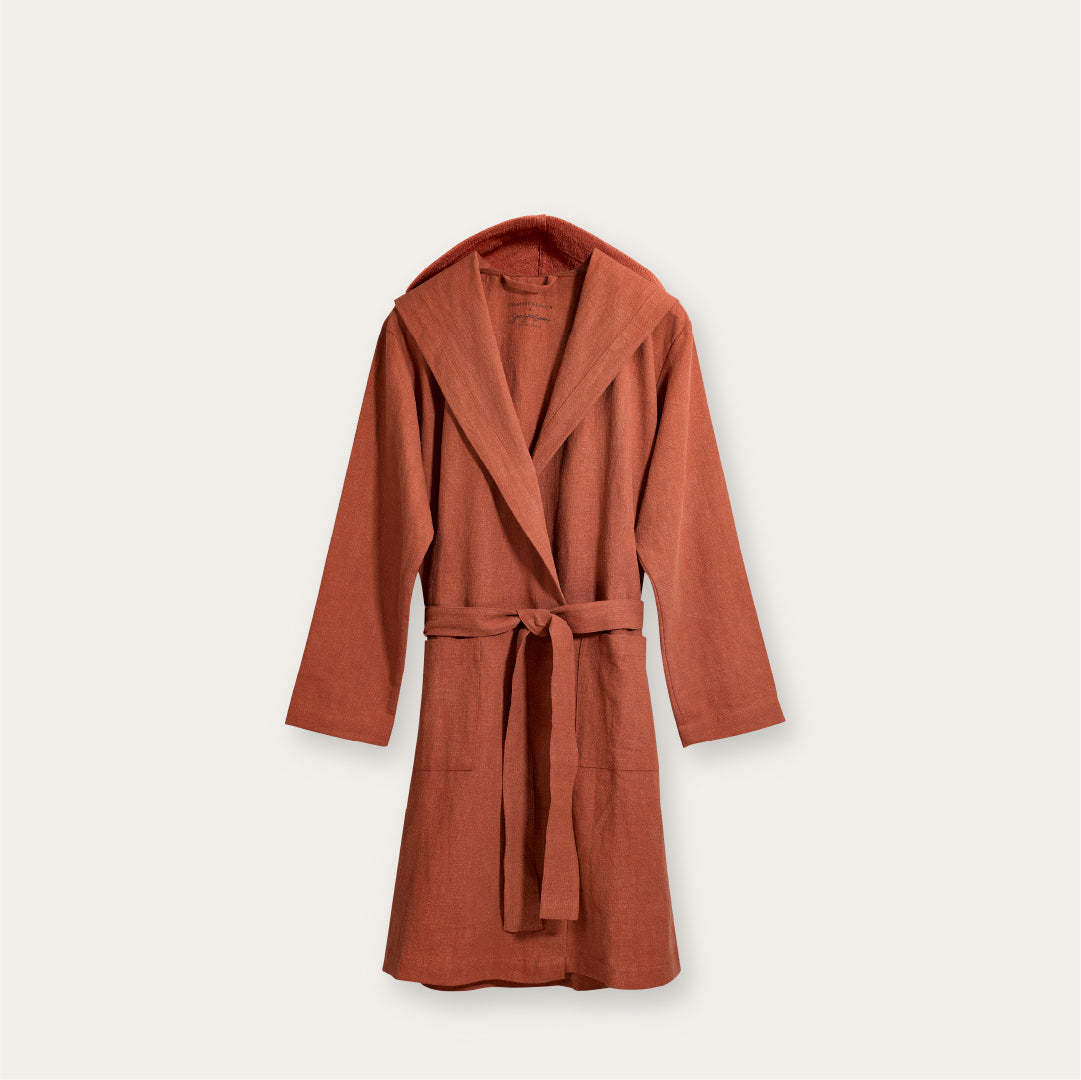 Greece Linen Robe - Terracotta