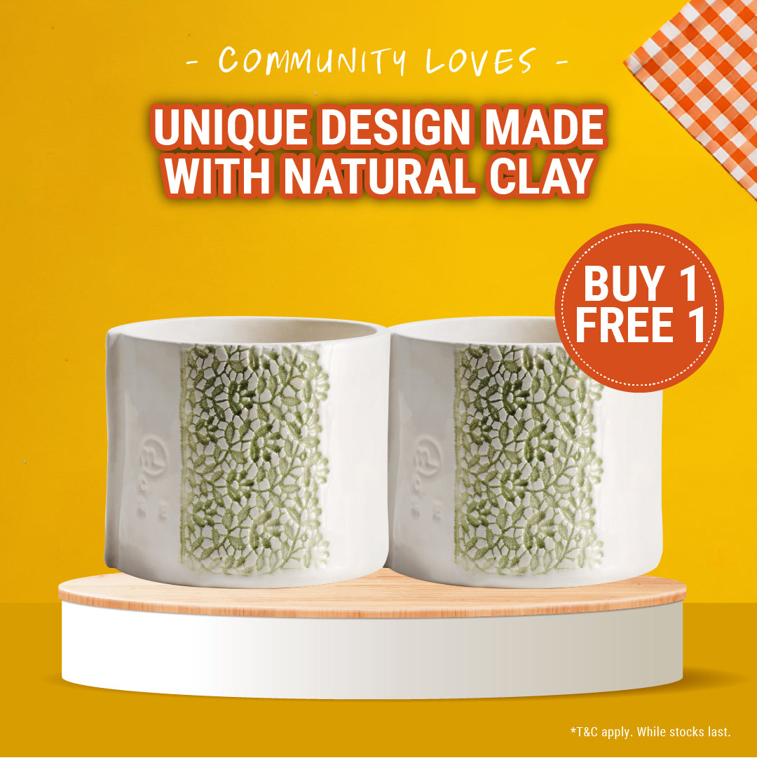 [Buy 1 Free 1] Ceramic Herb Planter - Sage Green
