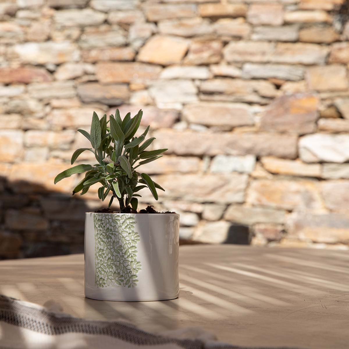 Greece Ceramic Herb Planter - Sage Green