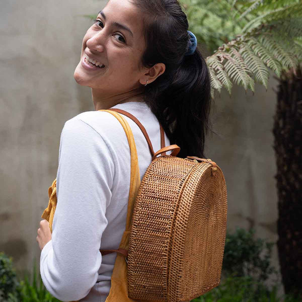 Rattan backpack on sale